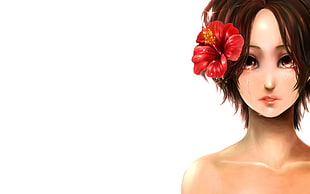 brown haired Anime character with flower, Portgas D. Rouge