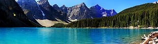 body of water, water, lake, mountains, trees HD wallpaper