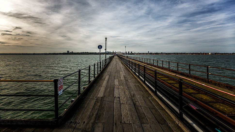 architectural photography of boardwalk, southend HD wallpaper