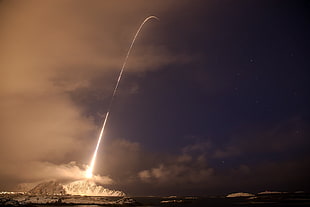 body of water, photography, long exposure, rocket, SpaceX