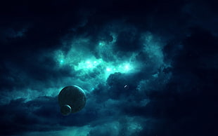 cumulus clouds, space, planet