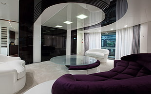 round clear glass-top coffee table, architecture, interior