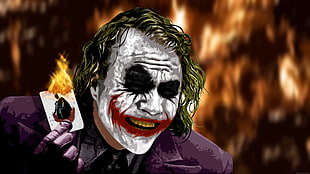 DC Joker illustration, Joker, MessenjahMatt, cards, fire