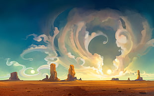 brown desert painting