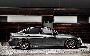 black sedan, car, BMW, Stance, Stanceworks HD wallpaper
