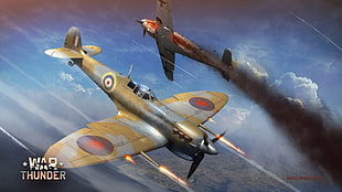 brown and black compound bow, War Thunder, airplane, Gaijin Entertainment, Supermarine Spitfire HD wallpaper