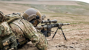 brown and black sniper rifle, military, soldier, snipers, sniper rifle HD wallpaper
