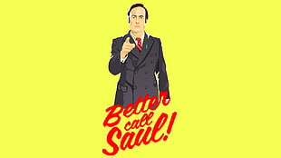 man in black formal suit jacket illustration with text overlay