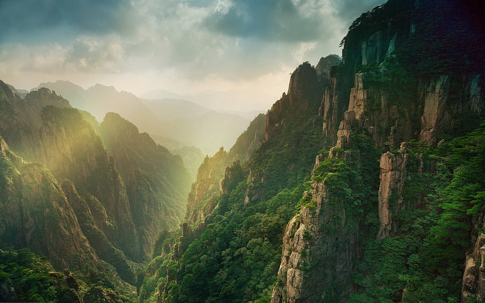 landmark mountains, nature, landscape, mountains, mist HD wallpaper