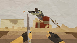 man wielding rifle painting, Valve, video games, Counter-Strike: Source, Counter-Strike