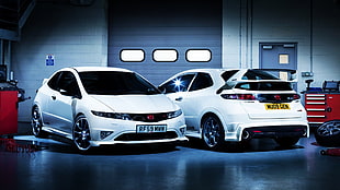 white Honda 3-door hatchback, car, Honda, honda civic type r HD wallpaper