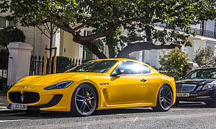 yellow luxury car