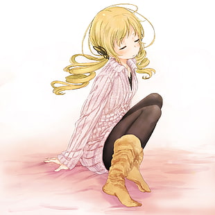yellow-haired girl anime character HD wallpaper