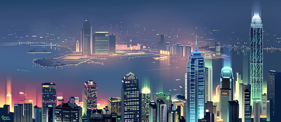 high-rise building during nighttime HD wallpaper