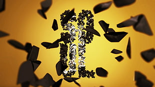 yellow, black, and white digital wallpaper
