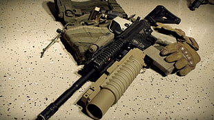 black and gray assault rifle, weapon, M4A4, Airsoft