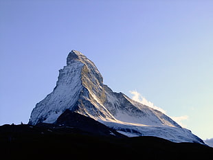 white mountain covered with ice, Switzerland, mountains, Matterhorn