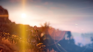 man standing on gress, Horizon: Zero Dawn, Aloy (Horizon: Zero Dawn), video games, screen shot