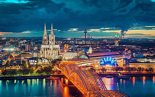 bridge during night time