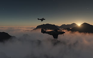 two black airplanes, aircraft, North American P-51 Mustang HD wallpaper