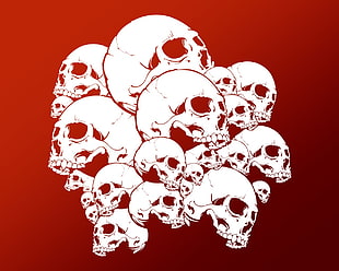 white and red skulls illustration HD wallpaper