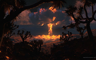trees and clouds, Digital Blasphemy, atomic bomb, digital art HD wallpaper