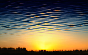 blue and yellow skies painting HD wallpaper