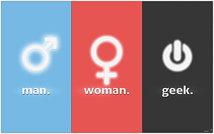 Man, Woman, and Geek gender symbols