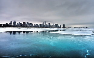 high-rise buildings, city, ice, cityscape, Chicago
