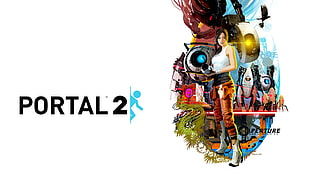 Portal 2 game application illustration, Portal 2, video games, Chell, Portal (game)