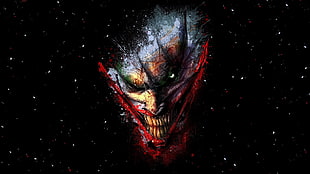 The Joker digital wallpaper, Joker, face, artwork, Batman
