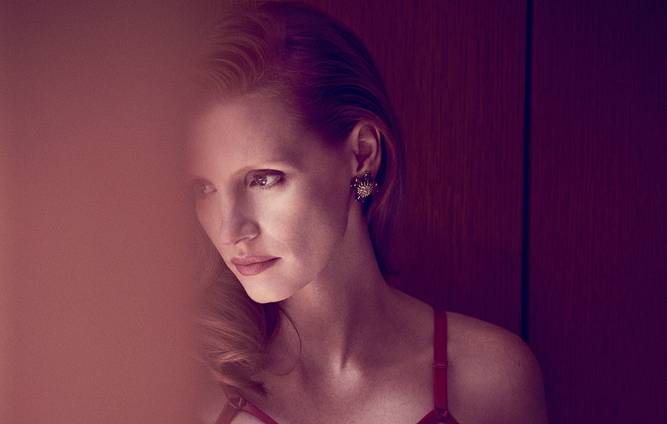 women's red top, Jessica Chastain, 2018, HD HD wallpaper