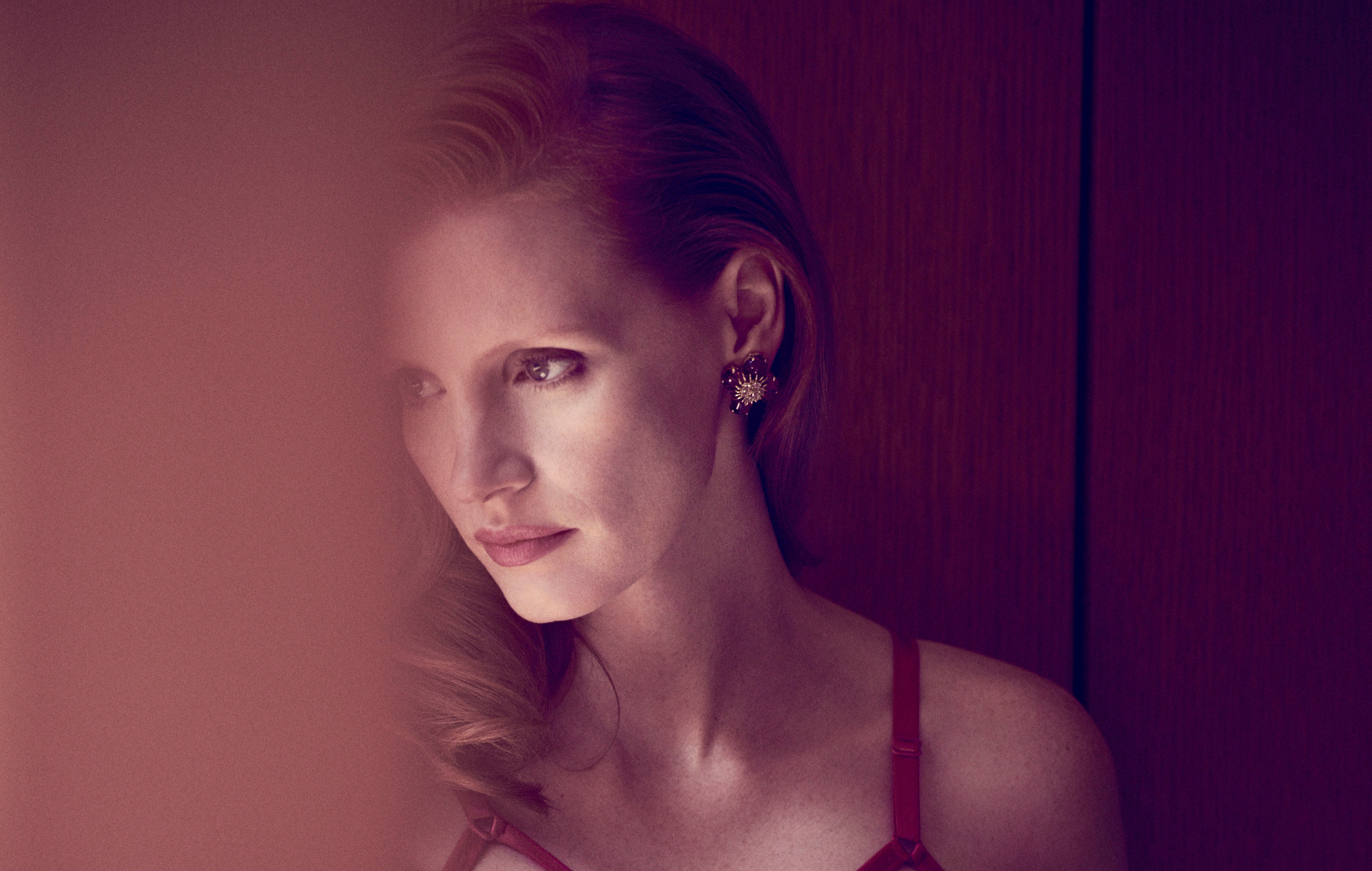 women's red top, Jessica Chastain, 2018, HD