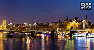 Elizabeth Tower, London, cityscape, city, bridge, night