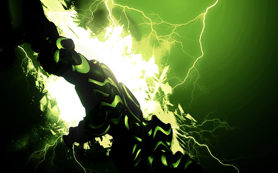 green and black digital poster HD wallpaper