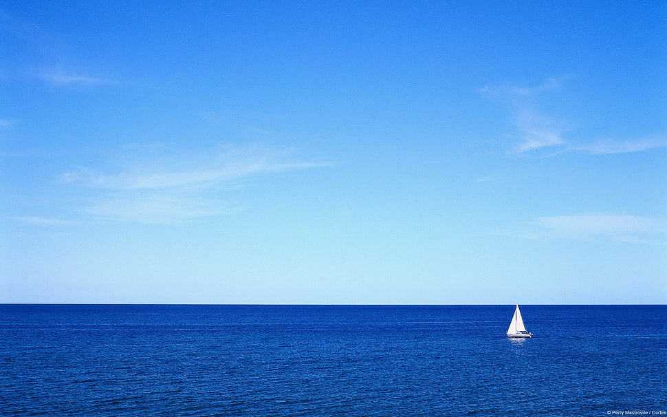 white sailboat, photography, sea, water, boat HD wallpaper