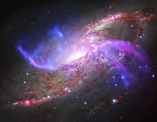 purple and red galaxy wallpaper, space, nebula, stars