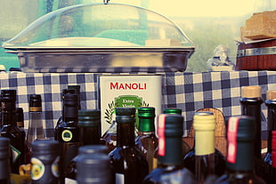 assorted-brand bottle lot, cooking, photography HD wallpaper