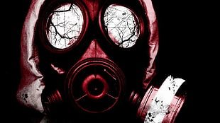 red respirator mask wallpaper, gas masks, apocalyptic
