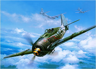 green and black leaf blower, World War II, fw 190, Focke-Wulf, Luftwaffe