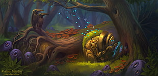 cartoon character, robot, forest, fairy tale HD wallpaper
