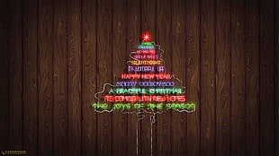 text Christmas tree light signage, Christmas, Christmas Tree, Christmas ornaments , christmas lights