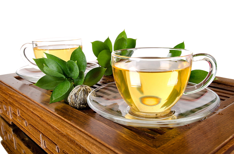 clear tea cup glass set HD wallpaper
