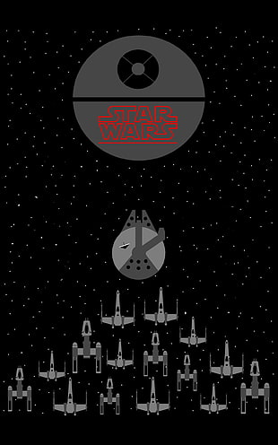 Star Wars-themed illustration, Star Wars, Millennium Falcon, X-wing, Y-Wing