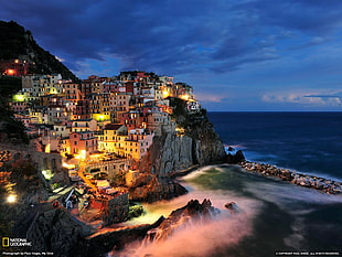 brown and white house near body of water, National Geographic, Italy, Cinque Terre, Manarola HD wallpaper