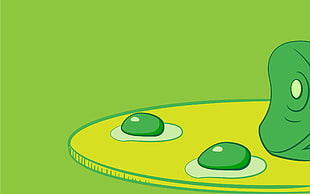 two green seeds on round table graphic art