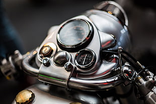 silver motorcycle, Heavy bike, macro HD wallpaper
