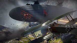 gray blimp illustration, Battlefield 1, Battlefield