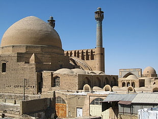 beige dome concrete building, Iran, mosque