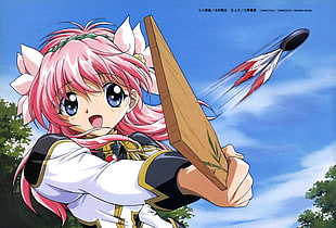 pink haired female character HD wallpaper